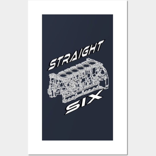 Engine Block Straight 6 (White) Wall Art by CarEnthusast